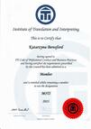ITI Certificate – admitted to full membership as MITI (Interpreter)